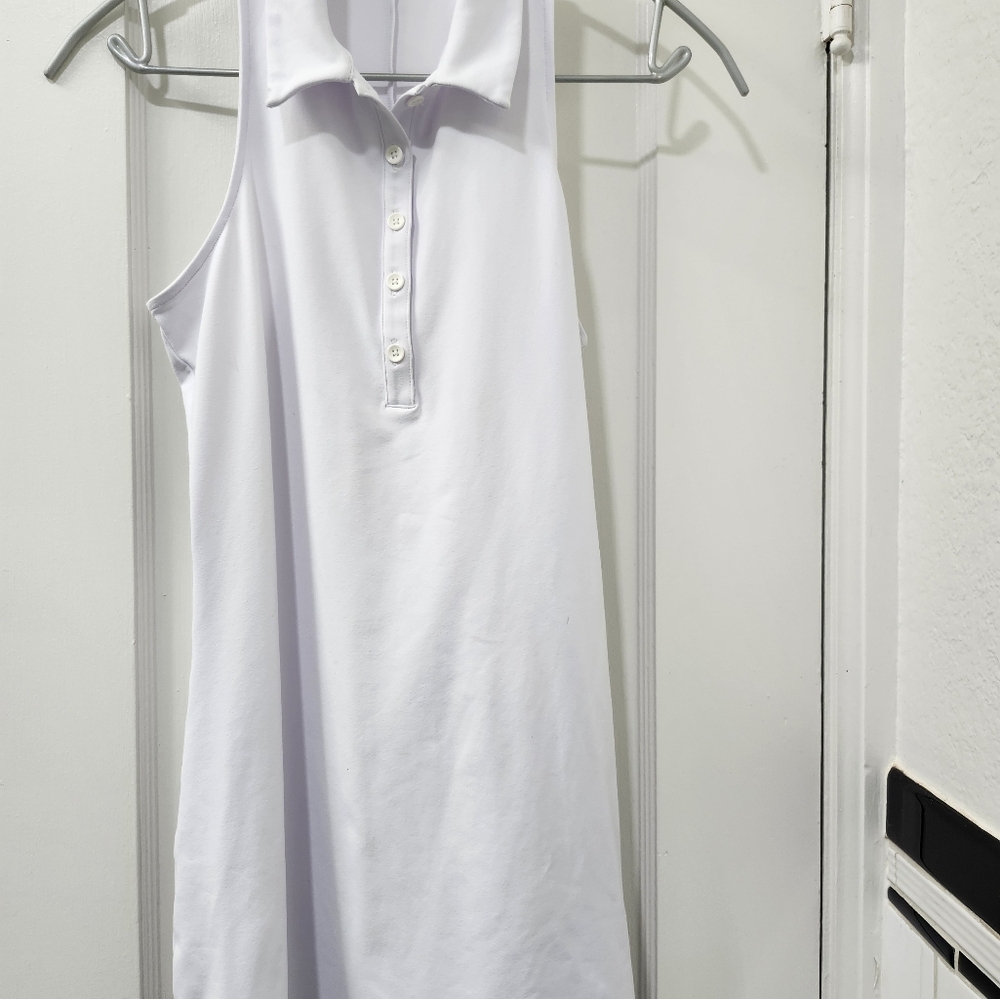 Sleeveless White Polo Top